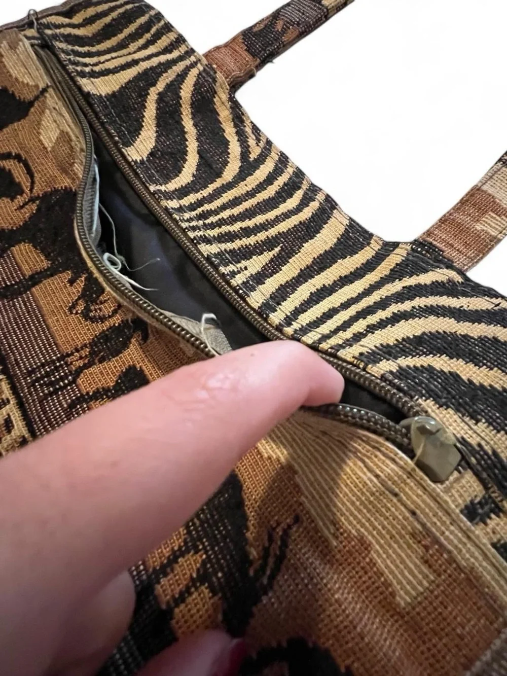 Jade Safari-Print Tote in Brown and Black